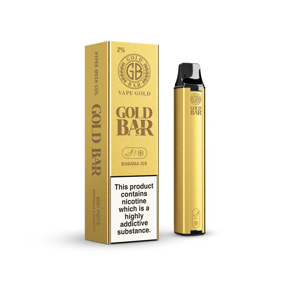 Vape Gold Bar Banana Ice Disposable Vape 20mg Box Of 10