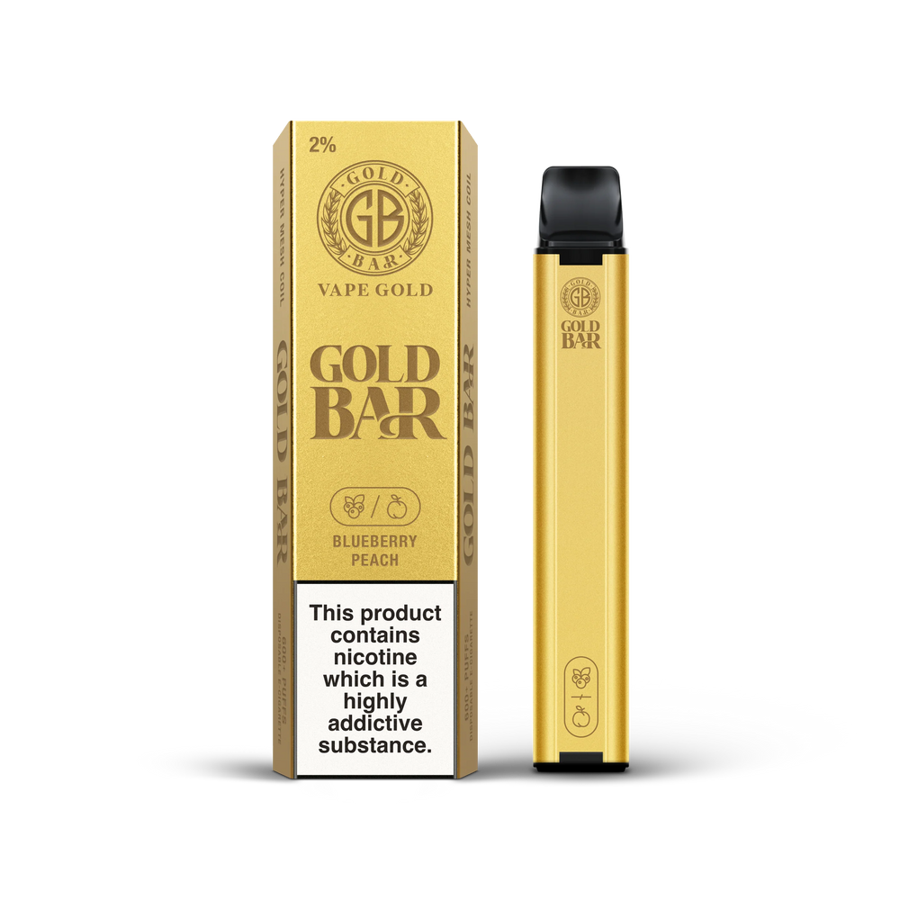 Vape Gold Bar Blueberry Peach Disposable Vape 20mg Box Of 10