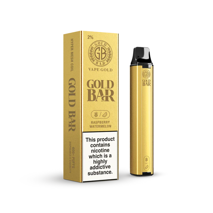 
                  
                    Vape Gold Bar Raspberry Watermelon Disposable Vape 20mg Box Of 10
                  
                