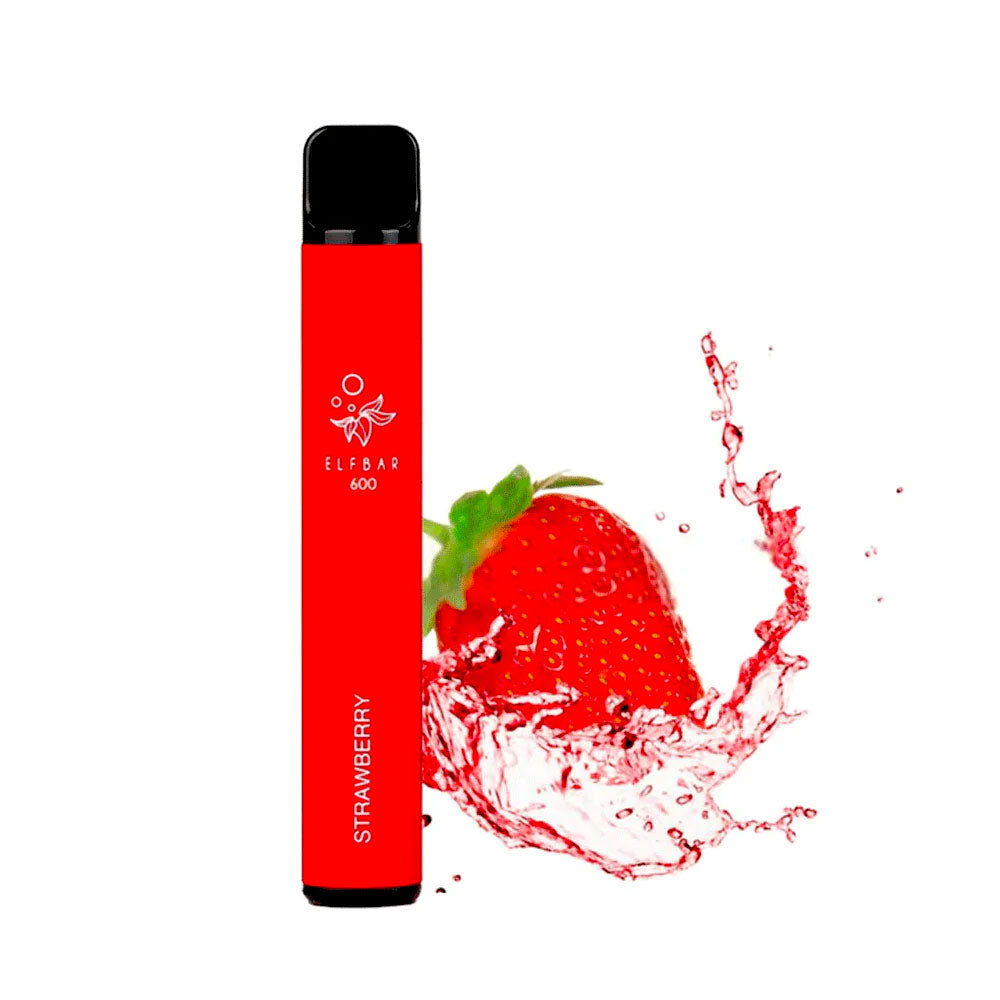 ELFBAR 600 Disposable Vape - 0mg Elfbull Strawberry  Box Of 10