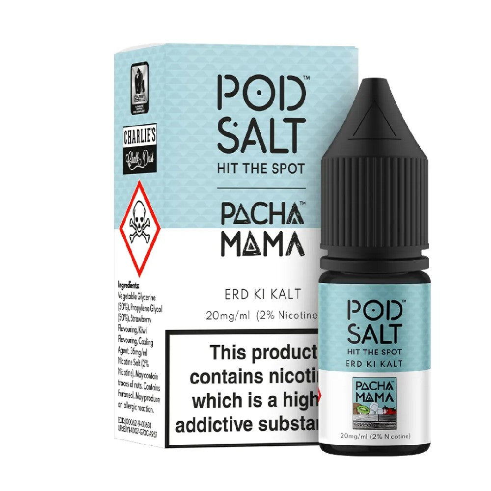 Pod Salt Charlies Chalk Dust Pacha Mama Strawberry Kiwi Ice 10ml Nicotine Salt E-liquid Fusion Box of 10