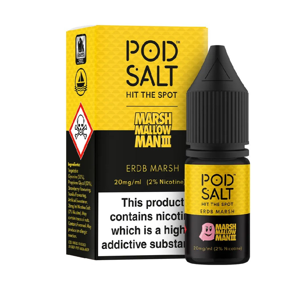 Pod Salt Marina Marshmallow Man 3 10ml Nicotine Salt E-liquid Fusion Box of 10