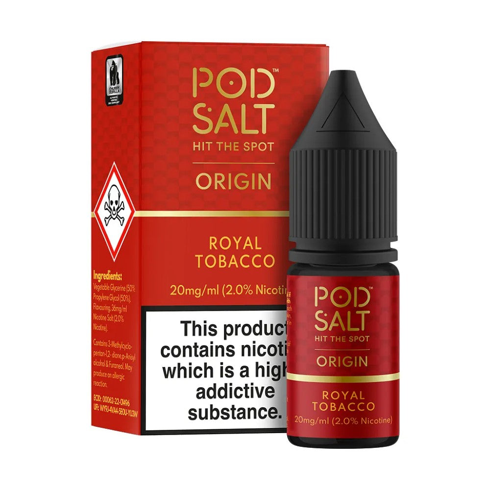 Pod Salt Origin Royal Tobacco 10ml Nicotine Salt E-liquid  Box of 10